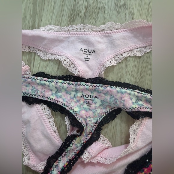 Aqua Intimates Lace Thong Bundle (2) Pink Floral Size S 🩷 - Picture 5 of 5